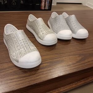 Kids Sparkly Silver Sneakers